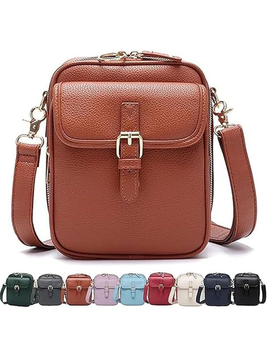 Handbags - Women Brown Large Capacity Purse Card Slots Shoulder Leather Crossbody Bags